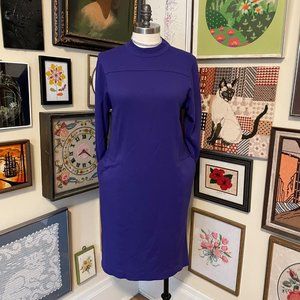 80s Vintage Ilse M California Royal Purple Sweatshirt Terry Long Sleeve Dress L